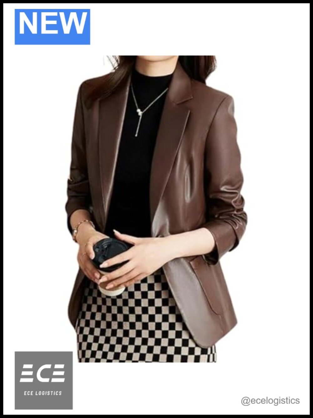 Lambskin Leather Blazer Womens 2-Button Notch Lapel Long Sleeve Coat